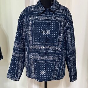 Madewell Navy Blue Bandana Print Button-Up Jacket